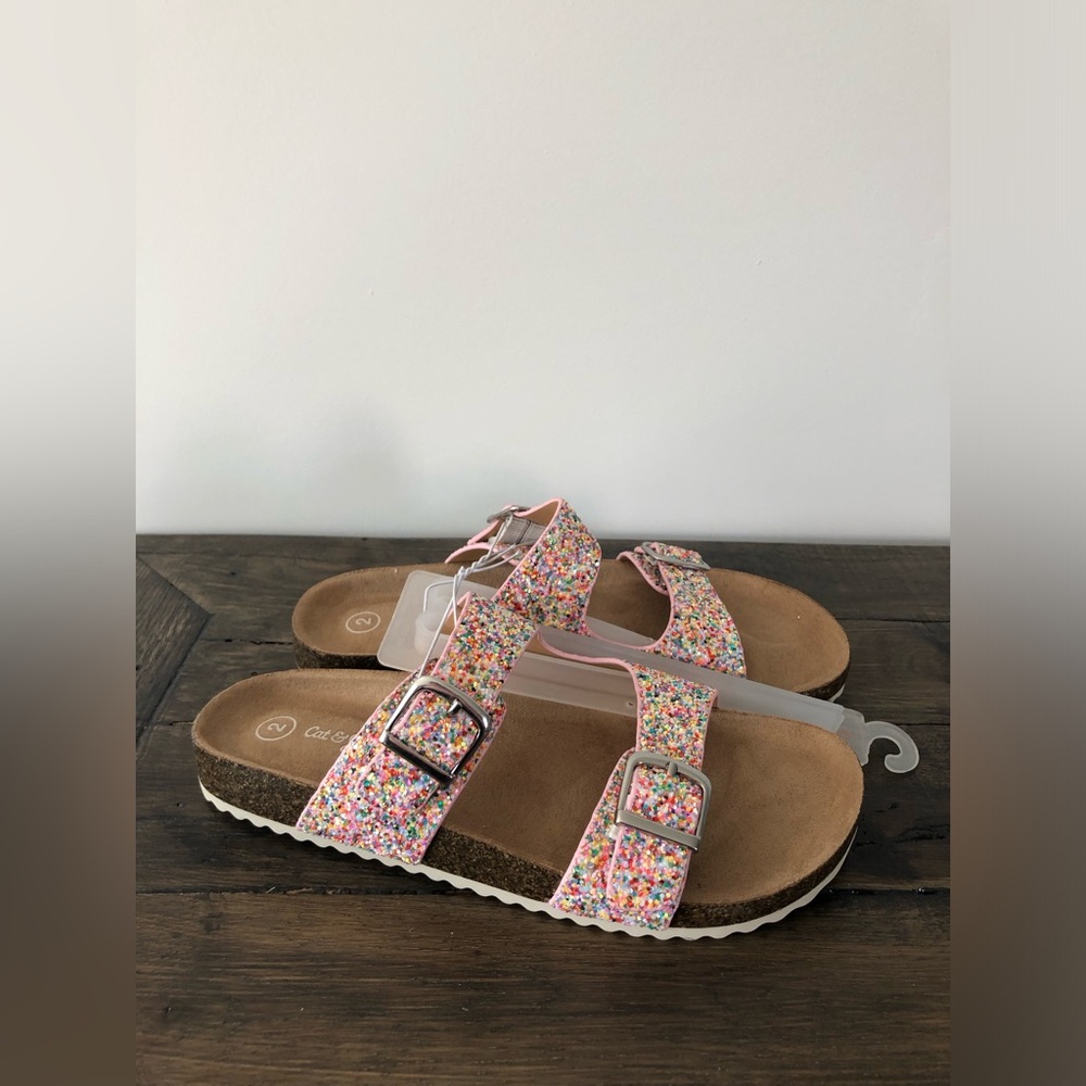 New Girls' Drew Slip-On Footbed Sandals multicolor - Cat & Jack size 2